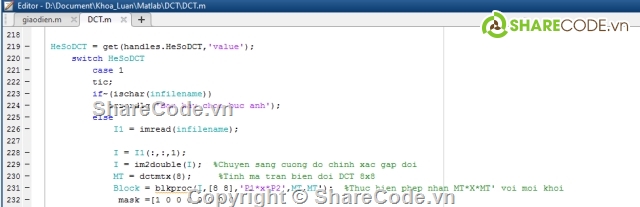 đồ án matlab,nén ảnh matlab,DCT,nén ảnh jpeg,guide matlab,điện tử viễn thông